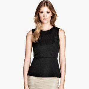 H & M Black and White Peplum Top Size Small NWT
